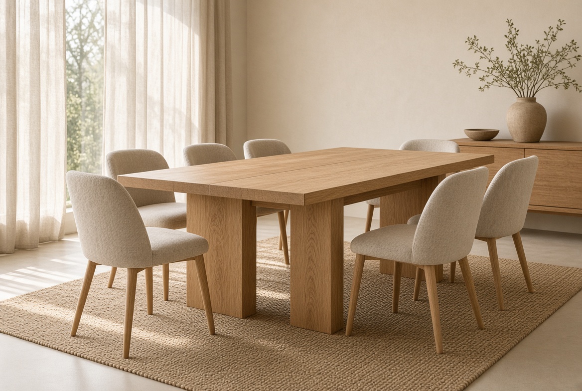 Extendable Wood Dining Table in Natural Oak