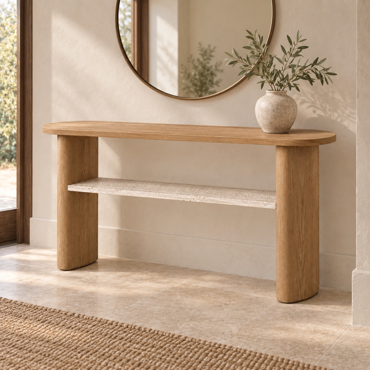 Long Wood Console Table View 3
