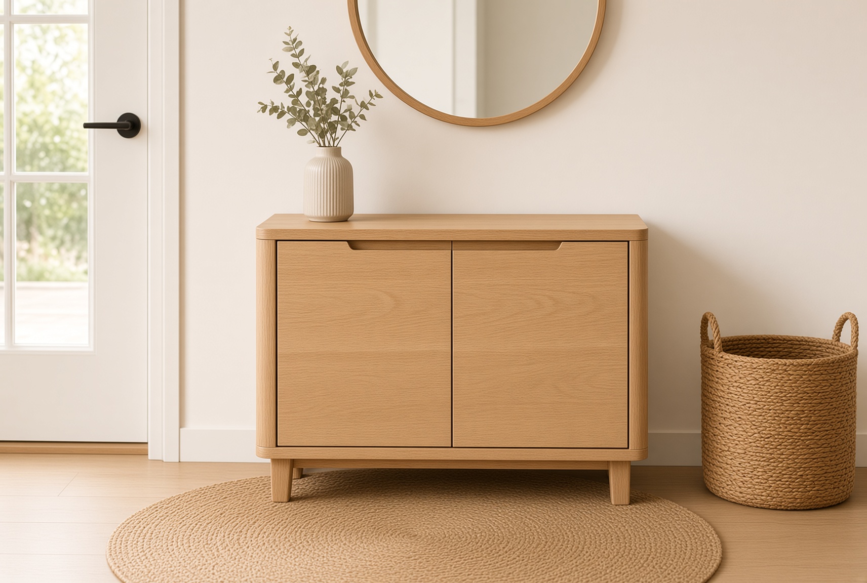 Wood Entryway Storage Cabinet