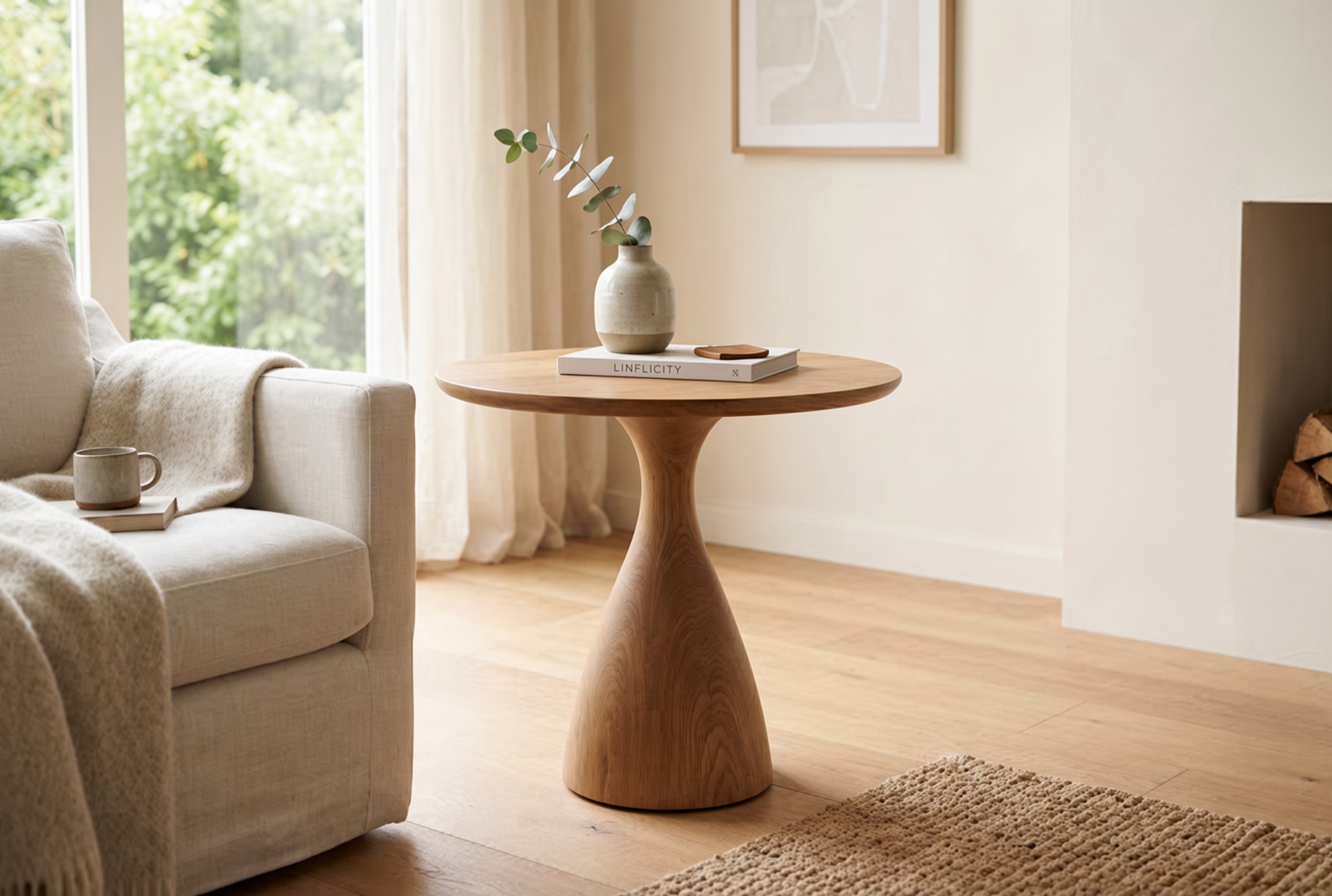 Round Wood Side Table