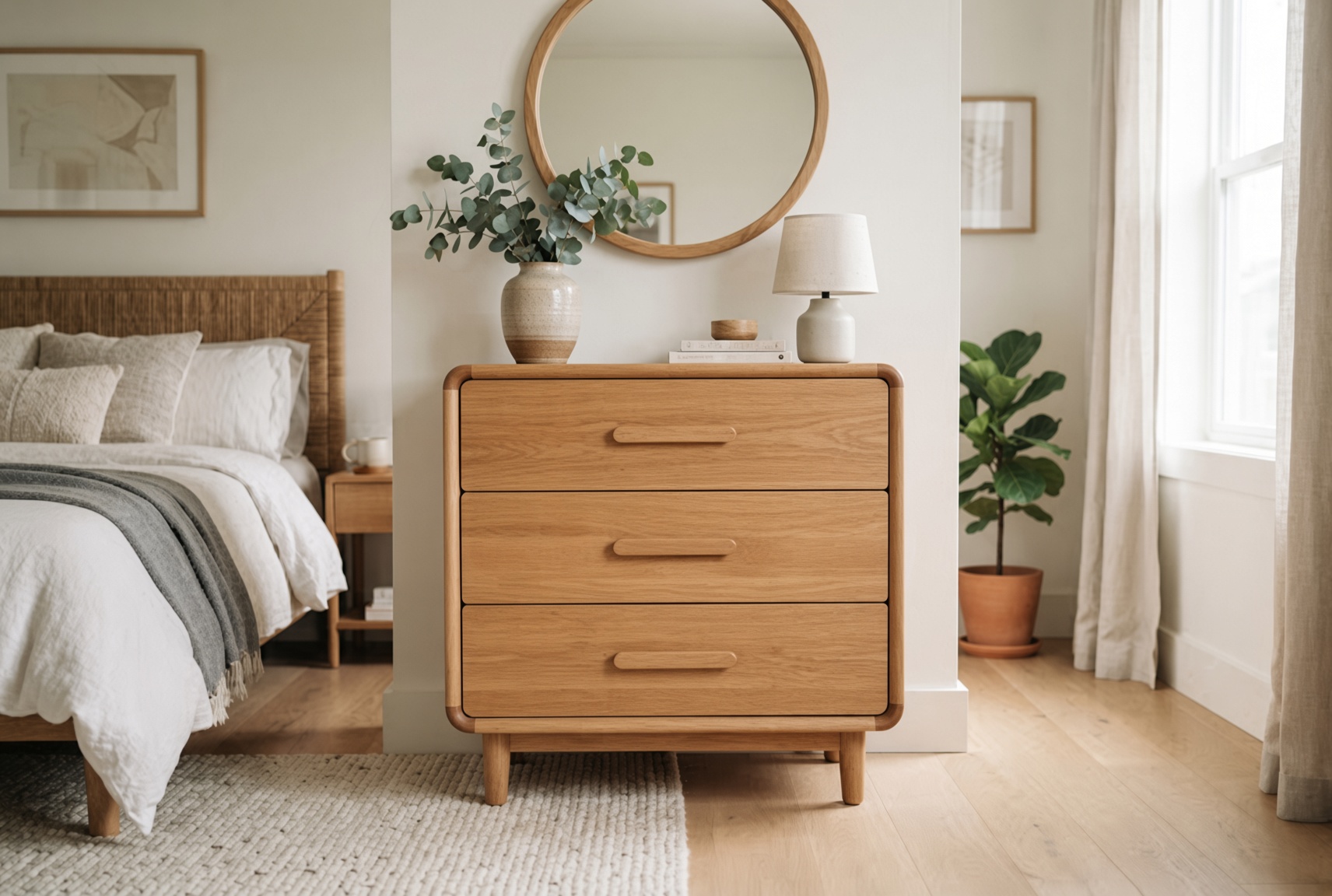 Three-Drawer Wood Dresser